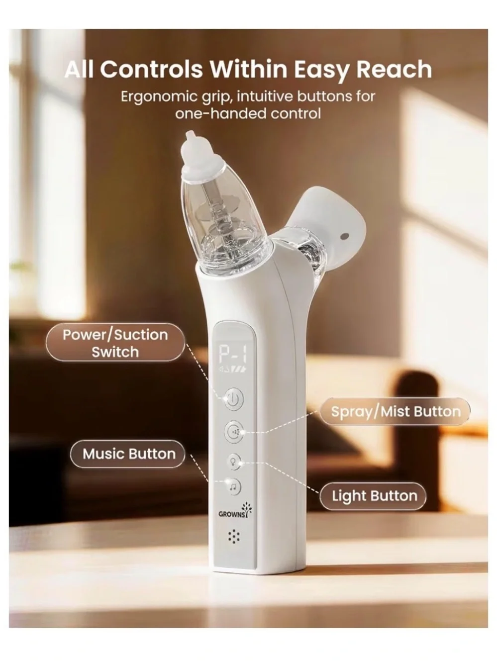 NWT - GROWNSY 3-in-1 Nasal Aspirator for Kids - White